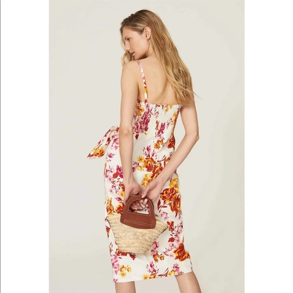 Great Jones White Pink Floral Printed Tank Midi Dress